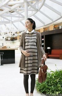 12 maternity clothing fashion stripe maternity long-sleeve dress maternity t-shirt nursing dress top