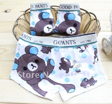 12 pcs / lot new gray animal bear pattern boy / girl underwear, children's briefs & boxer shorts!Free Shipping