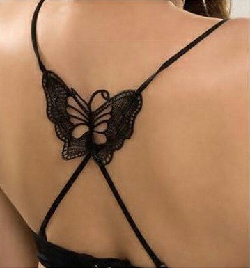 12 Pcs /lot New Unique Cute Butterfly Black Lady Halter Bra Shoulder Straps Attract JD001
