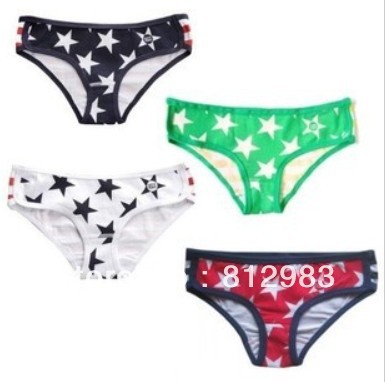 12 pcs / lot Sexy  Letter Panites Briefs Sports Stars Flag Cotton Low Waist  M/L Ladies'  Underwear JY035A  Free Shipping