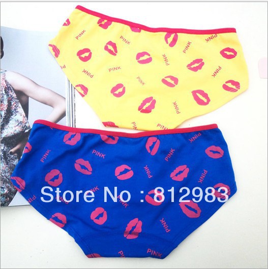 12 pcs / lot Sexy  Lips Cotton  Panites VS Briefs Low Waist  M / L Women's Underwear Lingerie  JY023A  Free Shipping