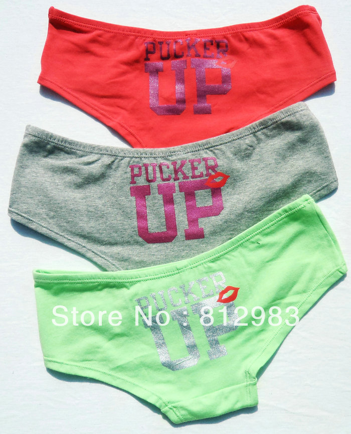 12 pcs / lot Sexy Lips  Letter Panites Briefs Low Waist  M/L Ladies'  Underwear JY045A Free Shipping