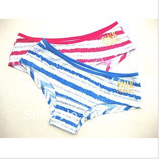 12 pcs / lot  Striped  Panites Briefs Low Waist  M/L Ladies' College Style  Underwear JY049A Free Shipping