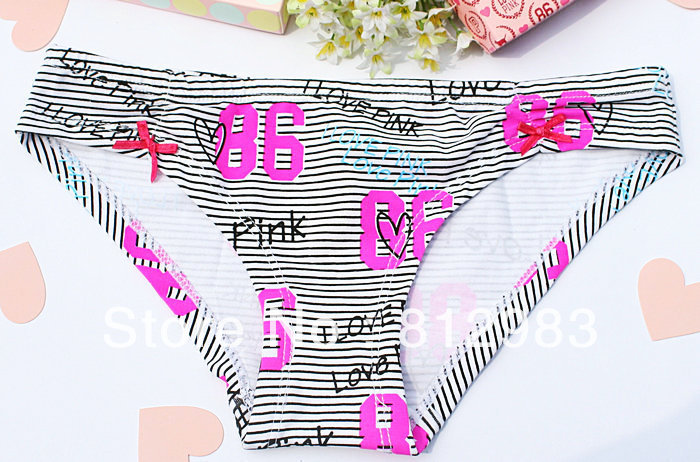 12 pcs / lot  Striped  Panites Briefs Low Waist  M/L Ladies' Fashion  Underwear JY063A Free Shipping