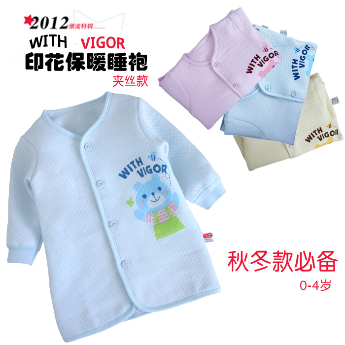 12 spring and autumn baby belly protection 100% cotton clip wire child robe long-sleeve air conditioning baby sleepwear new