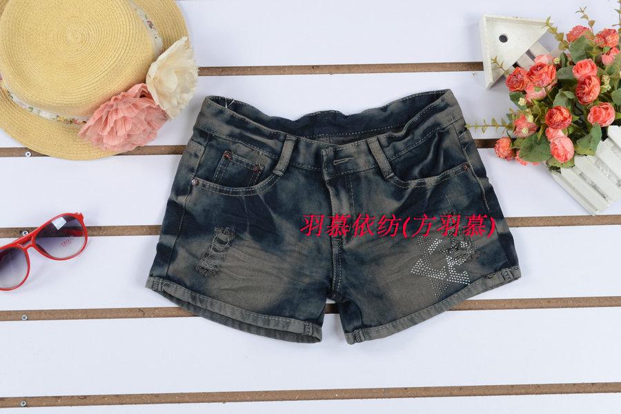 12 spring and summer applique distrressed retro loose women's finishing summer slim denim shorts hot