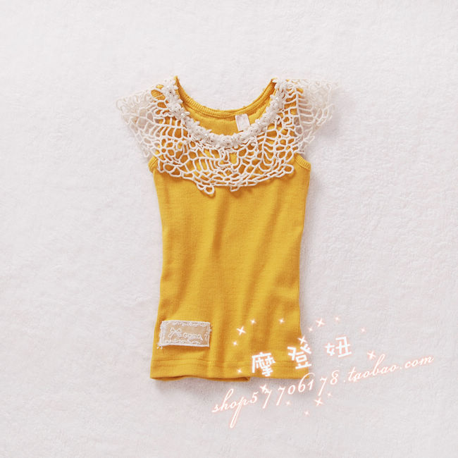 12 summer child girls clothing lace crochet 100% elastic cotton sleeveless vest t-shirt