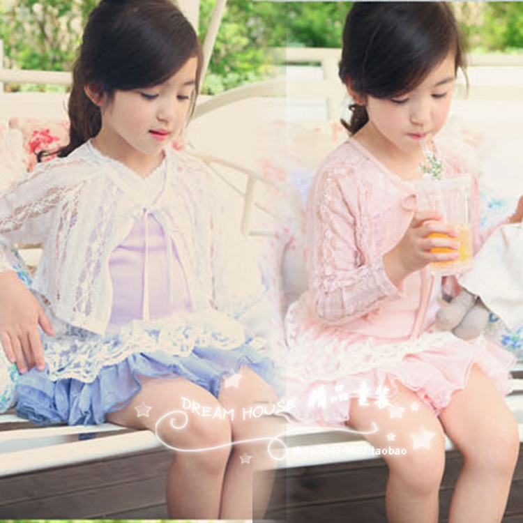 12 summer girls clothing princess cutout lace decoration cape cardigan air conditioning shirt sun protection clothing
