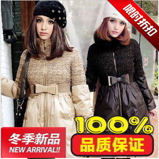 12 winter beautiful elastic vlsivery large blue fox fur slim medium-long down coat female