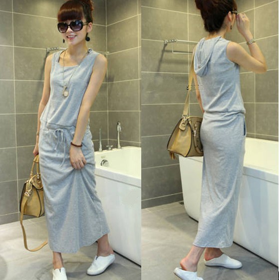 120 065561 2013 summer long design casual hooded one-piece dress full dress