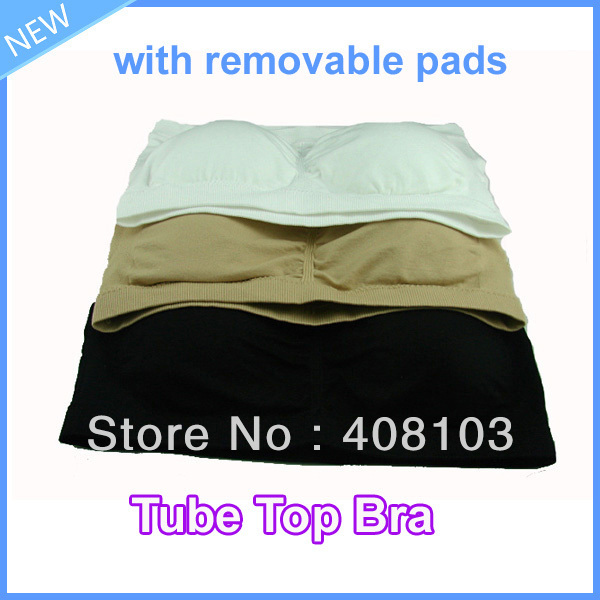 120pcs/lot Seamless Tube top Bra Bandeau bra tops with removable pads 3 color a set no other select(OPP bag)