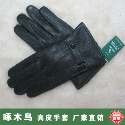 1212 woodpecker men's genuine leather gloves male thickening type sheepskin gloves