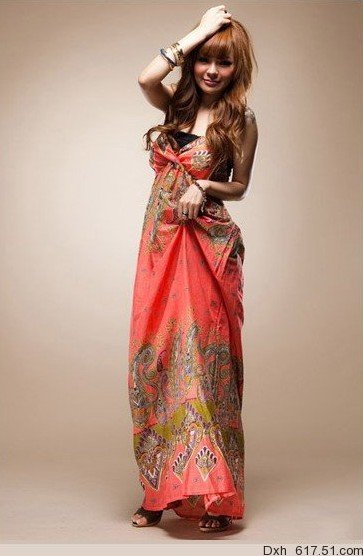 1233 # 2012  new beach dress sling V Neck Dress maxi dresses long