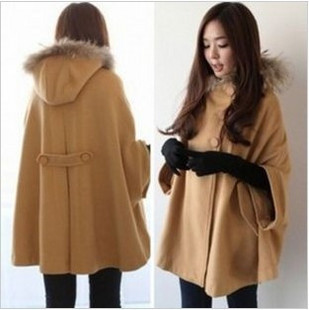 1239 camel with a hood cloak fashion double breasted cape wool coat outerwear