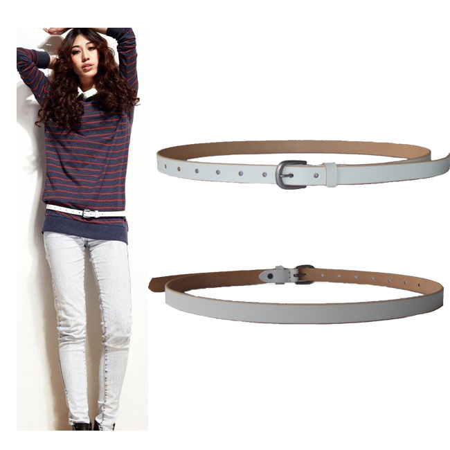 1245 belt women's genuine leather strap casual white tieclasps all-match belt first layer of cowhide 2012