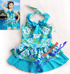 125 155 child swimwear female child one-piece dress swimwear 9 - 18 free shipping dropshipping
