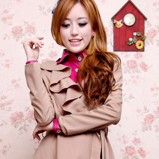 1253918 2012 slim ruffle skirt thin trench , Free Shipping