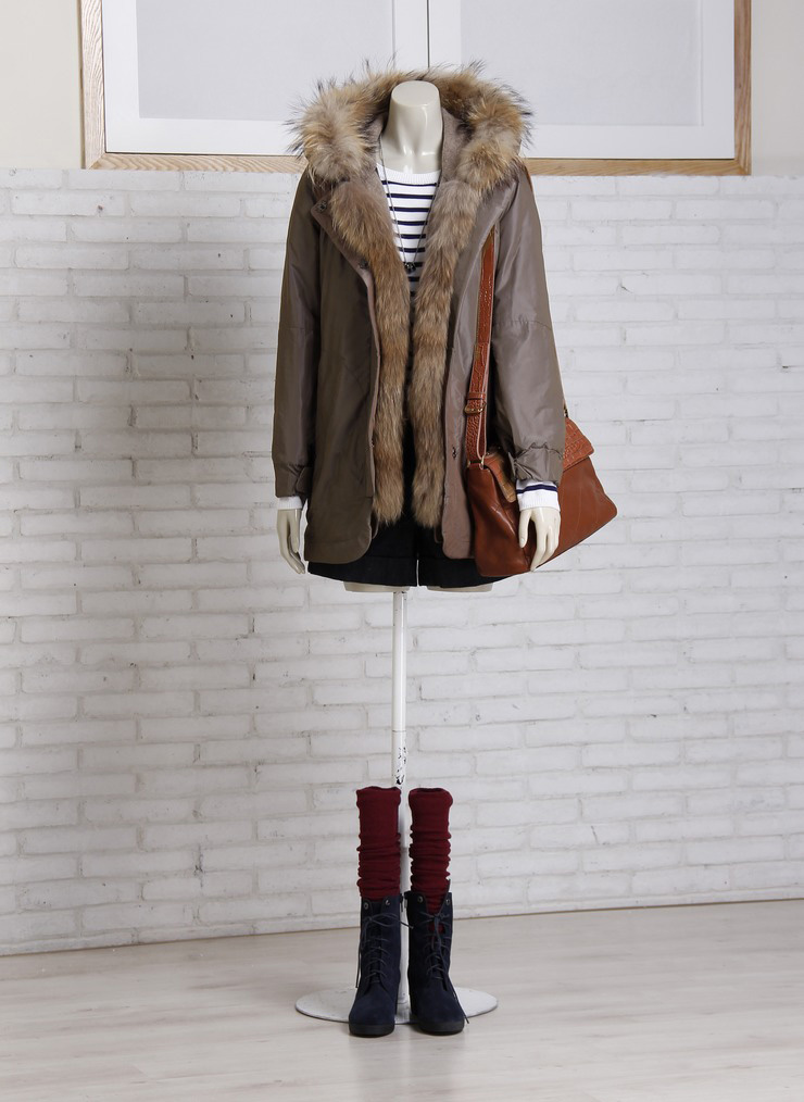 12ccw11056 twinset raccoon fur wadded jacket thick