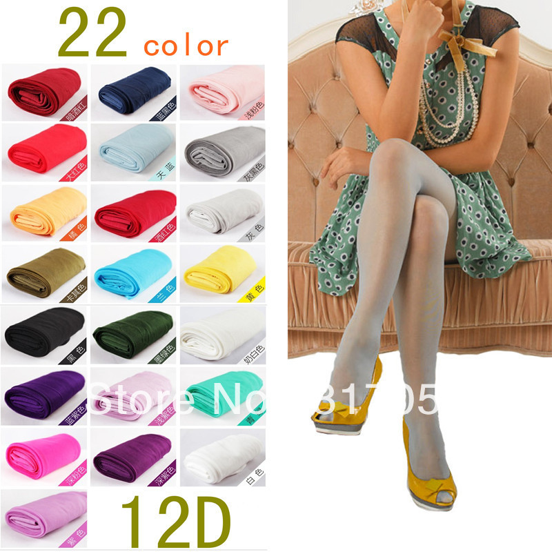 12d Core-spun Yarn candy color stockings ultra-thin transparent multicolour pantyhose