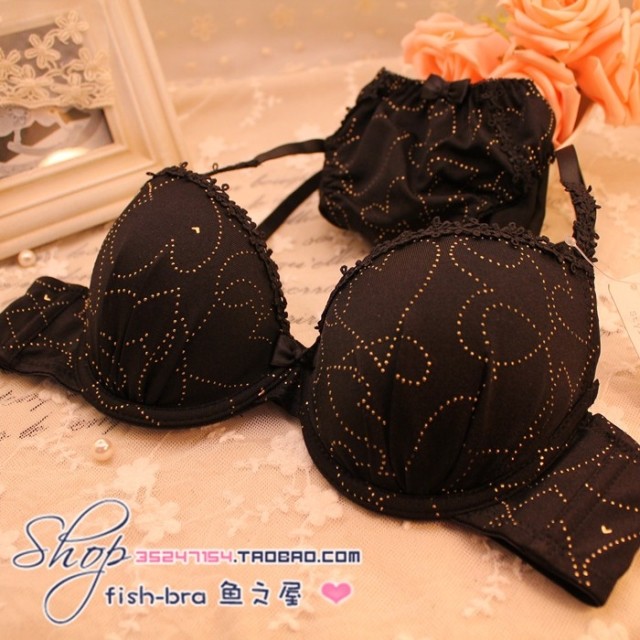 12k bronzier vintage pattern black 75a insert bra set