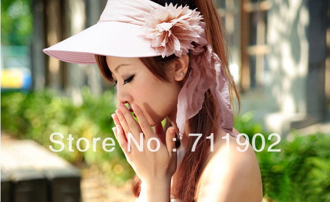 12pcs free shipping/Summer flowers Hats / lady folding beach cap