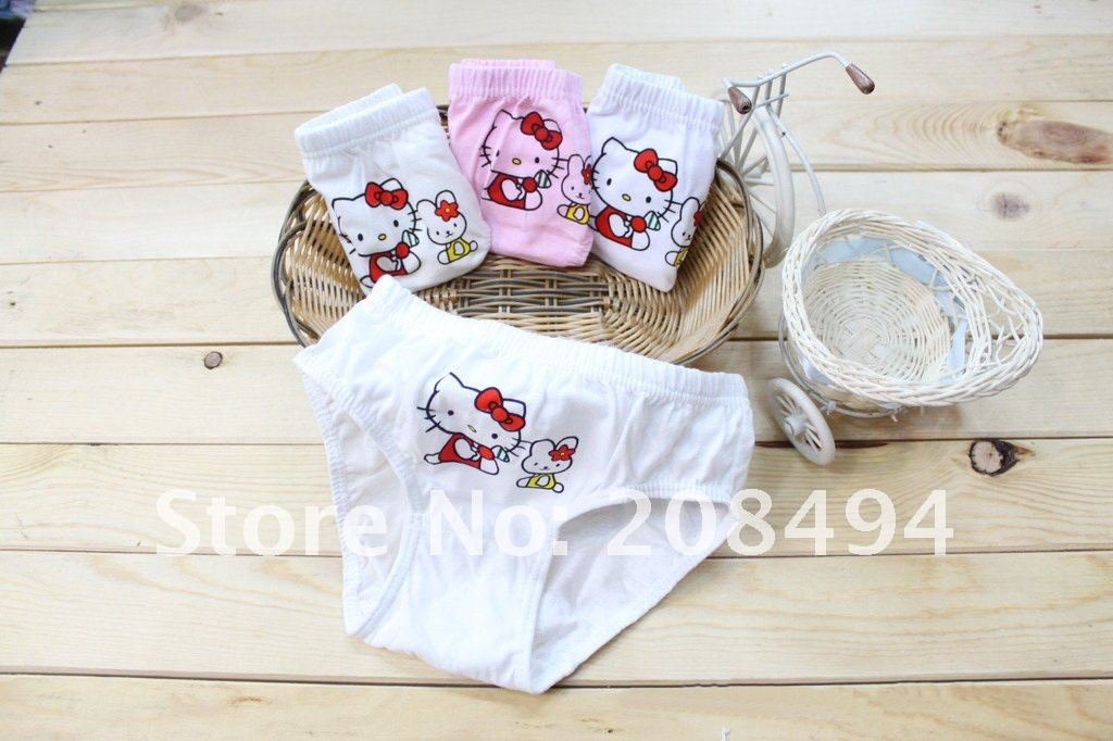 12pcs/lot cartoon hello kitty children 100% cotton underwear, children's underwear /Briefs Boxers 3 colors 4 size lowest price