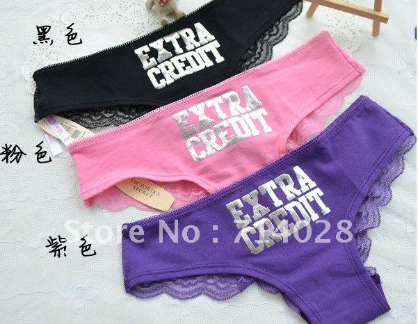 12pcs/lot Free shipping New VS Pink panties, womens panties, ladies panties, Cotton & Lace panties