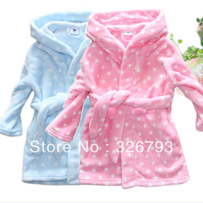 12pcs/lot Hot sale! Wholesale child ultra soft coral fleece robe with a hood clothing boys&girls child bathrobe/sleepwear lounge