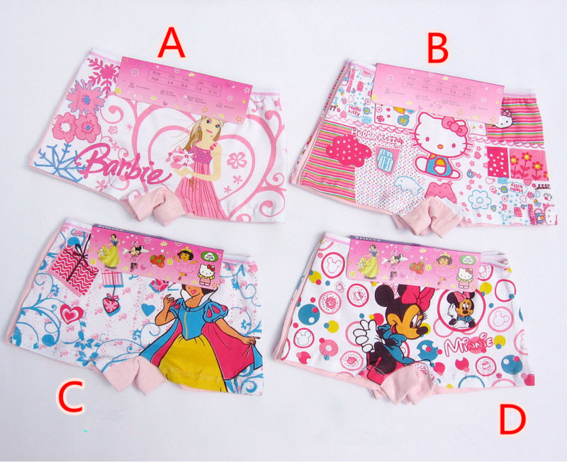 12pcs/lot  Snow White kitty  Cat  Barbie Minnie Children's underpants Girl Boyleg for girls