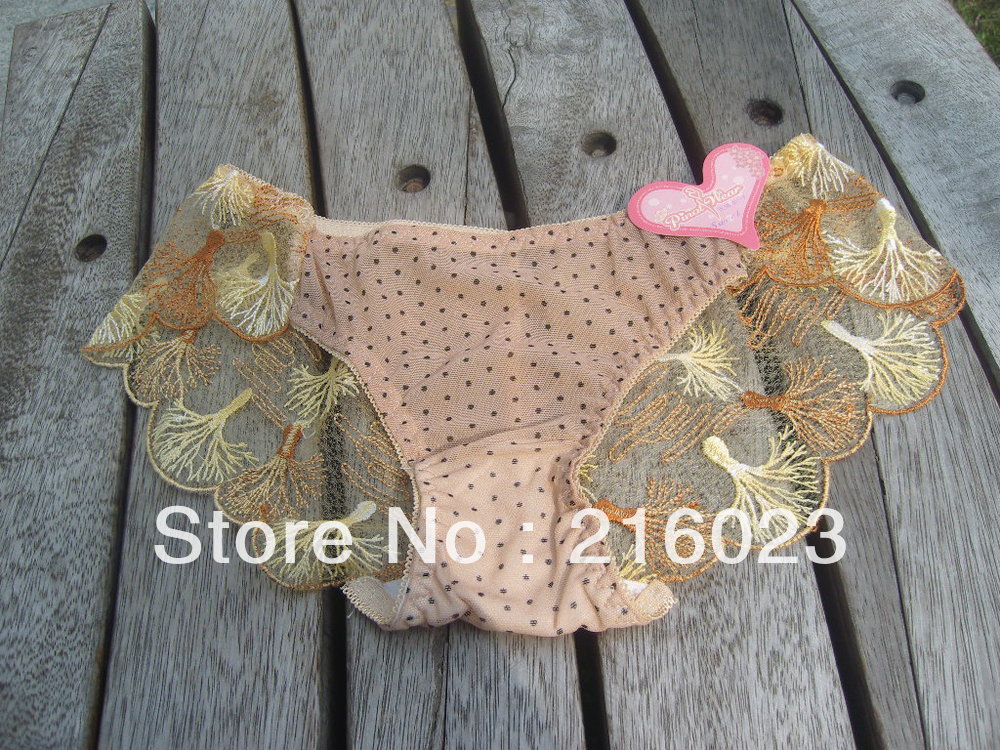 12x Sexy Women Underwear Panty with Flower Lace Yellow Lady Lingerie