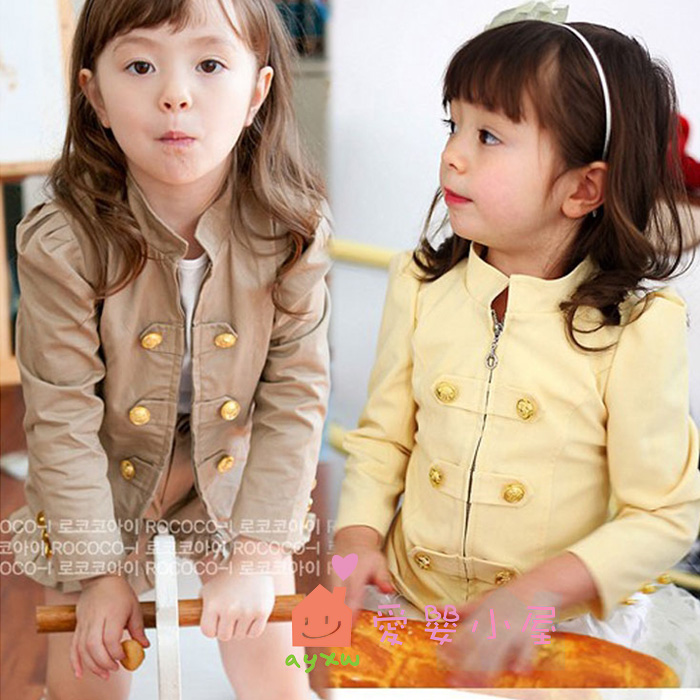 13 children's spring and autumn clothing female child handsome stand collar long-sleeve hasp zipper outerwear child top