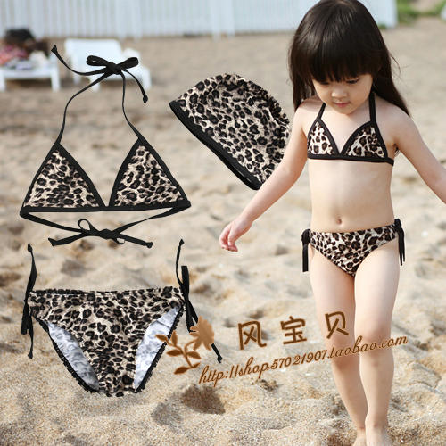 13 new arrival child swimwear female child swimwear leopard print bikini baby girl swimwear