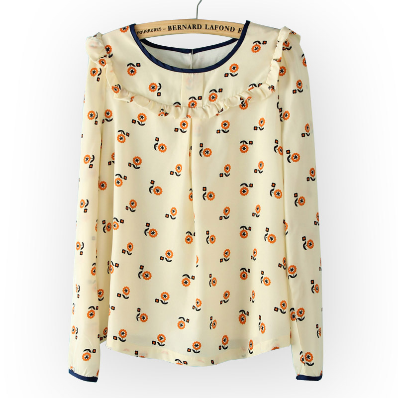 13 spring fashion small daisy three-dimensional pattern belt laciness lining pullover shirt