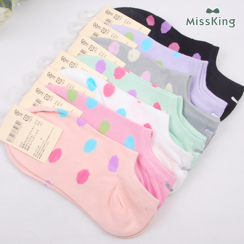 13 spring Women's Multicolour Bamboo Fibre Socks Dot Comfortable Ankle Socks