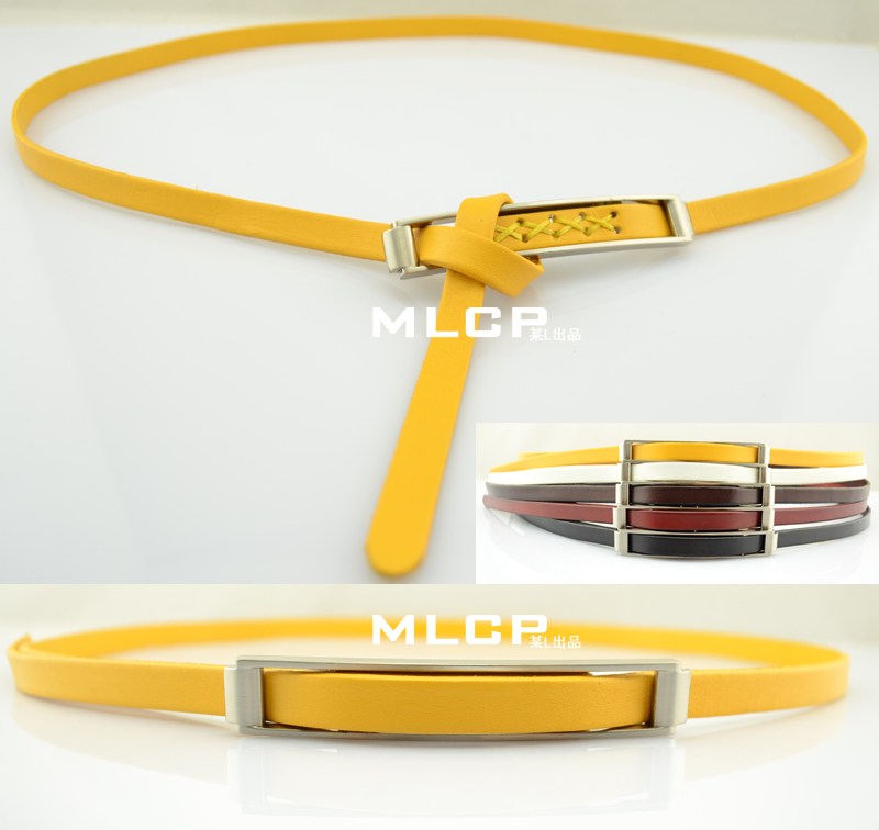 1310 first layer of cowhide women's strap belt female genuine leather tieclasps decoration fashion all-match black-and-white