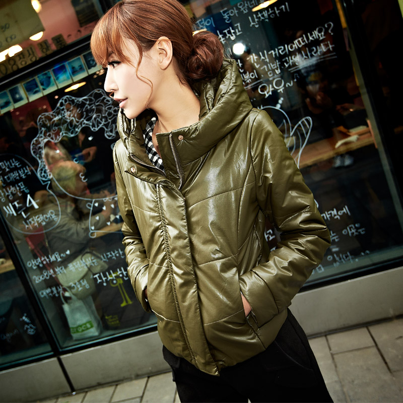 136 female spring brief PU slim cotton-padded jacket design leather short cotton-padded jacket 11g4221