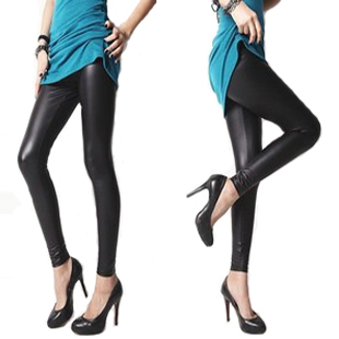 14 2012 women's autumn faux leather dull legging ankle length trousers female slim trousers