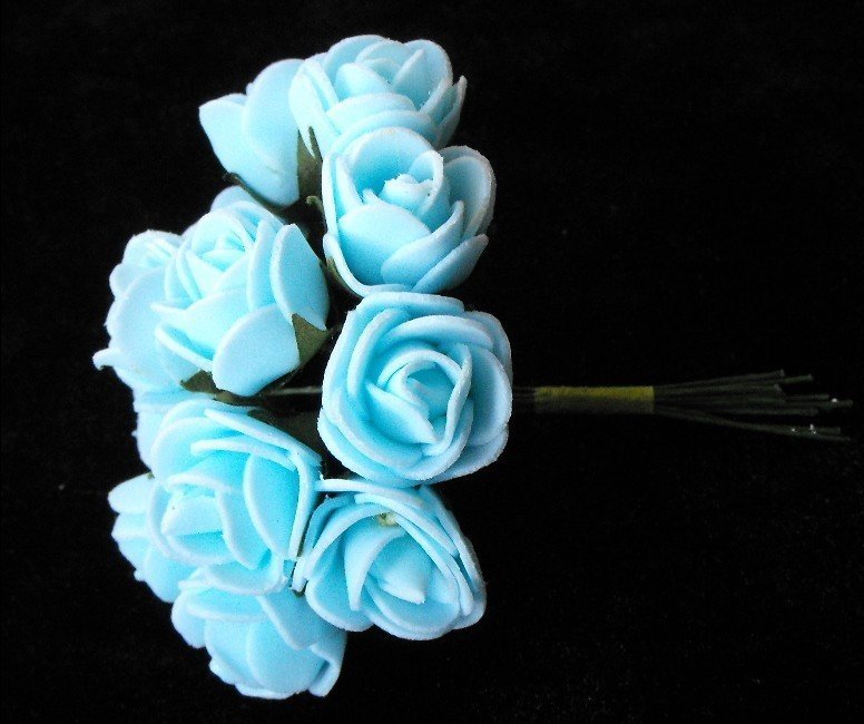 144 Blue Foam Mini Rose Flowers-Wedding Flowers Free Shipping
