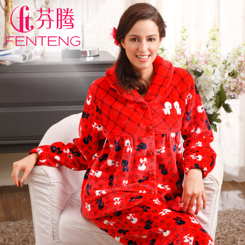 149 sleepwear 2012 women's cartoon aesthetic thickening coral fleece lounge set
