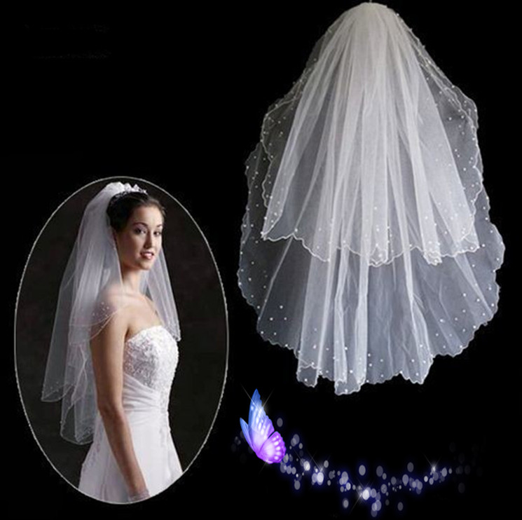 15$Mini Order Bridal veil short veil bride design pearl white veil