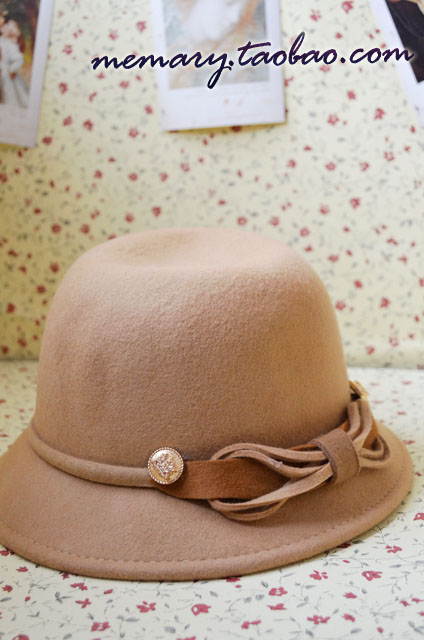 15$Mini Order Fashion vintage bow woolen hat bucket hats female