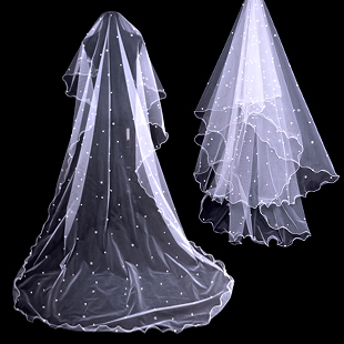 15$Mini Order Heart pearl long design veil ultra long married the loggerhead yarn bridal accessories wedding dress train