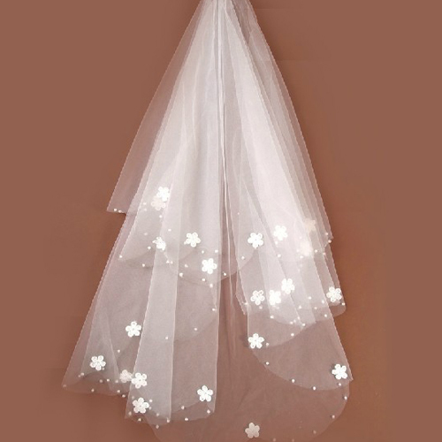 15$Mini Order The bride wedding accessories motif pearl interspersion beige veil 1.5 meters ts10