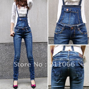 $15 off per $150 order 2012 high quality slim elastic pants suspenders denim jeans skinny pencil pants S,M,L free shipping