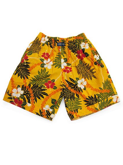 $15 off per $150 order Cotton Women's Shorts Pants Casual Hawaiian Beach Style yellow Color Leaves Prints Retail Seniya&Coozy