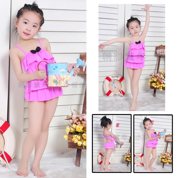 $15 off per $150 order Smoothie child swimwear female child one piece layered dress lotus leaf spa 2012 parent-child swimwear