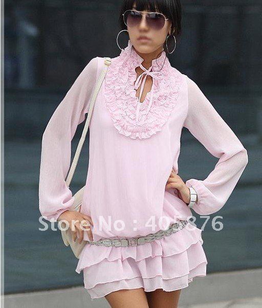 $15 off per $150 order V Neck long sleeve Three edge women dresses +wholesale and retail+free shipping