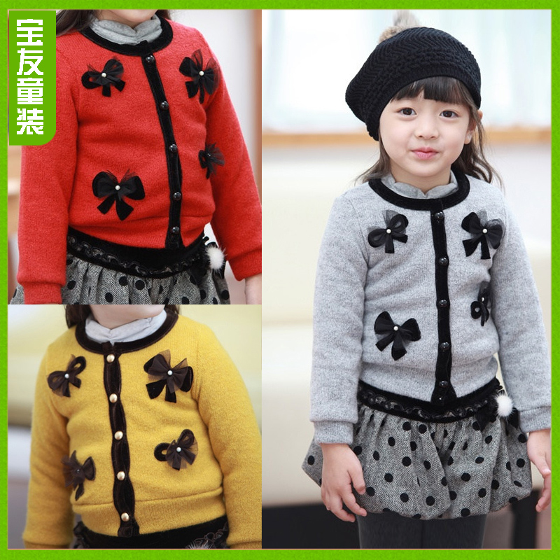 1501 2013 spring female child bow cardigan top outerwear