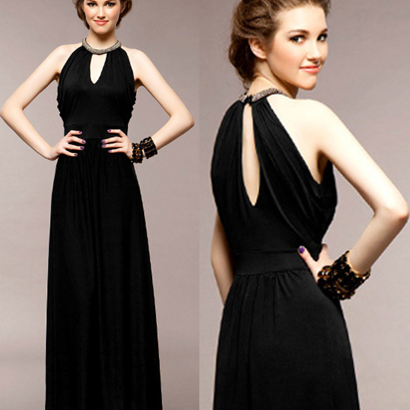 1535 aesthetic handmade beaded thin waist fashion sexy evening dress formal dress long design female 2012
