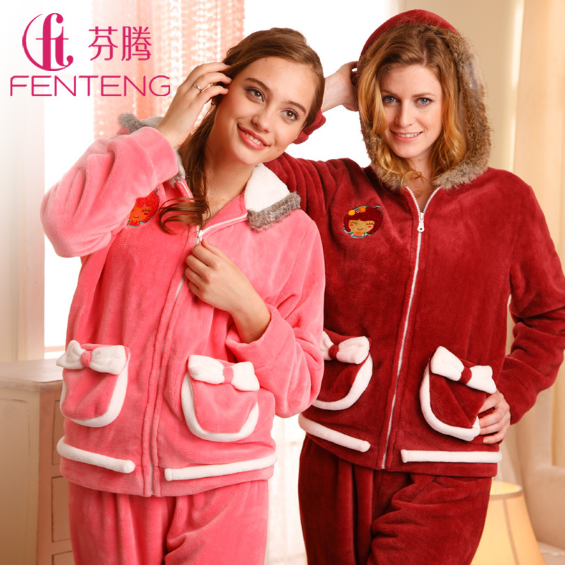 159 sleepwear 2012 women's thickening velvet coral fleece lounge set